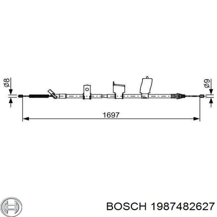1987482627 Bosch трос ручного гальма задній, лівий