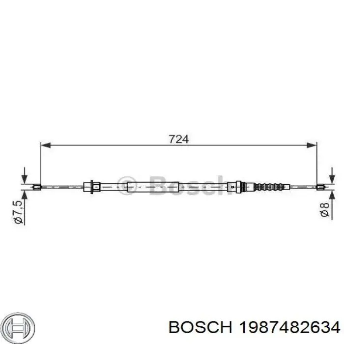 Трос стоянкового гальма проміжний Bosch 1987482634 ціна, від 10.64 USD