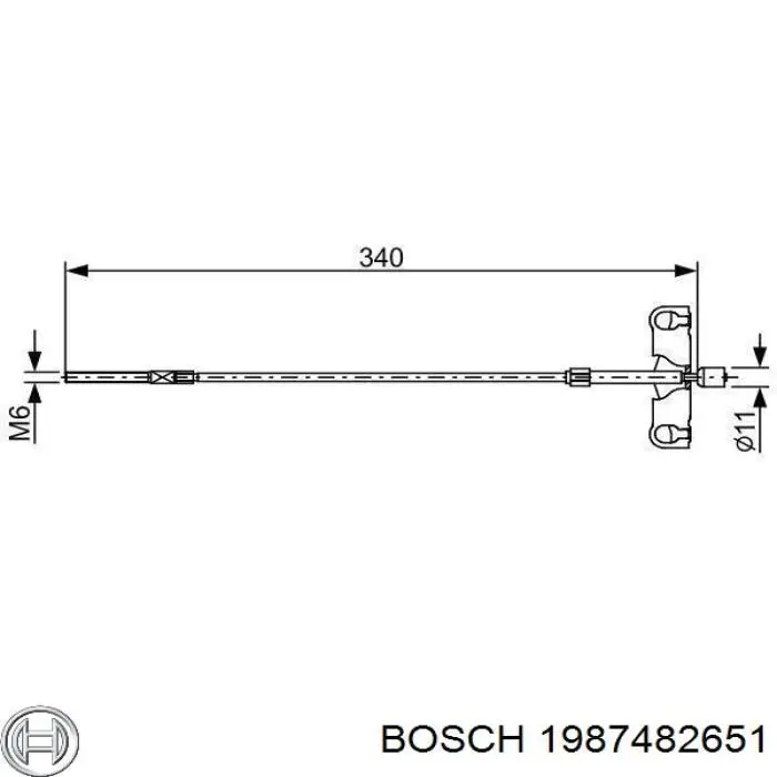 Трос ручного гальма задній, правий 1987482651 Bosch