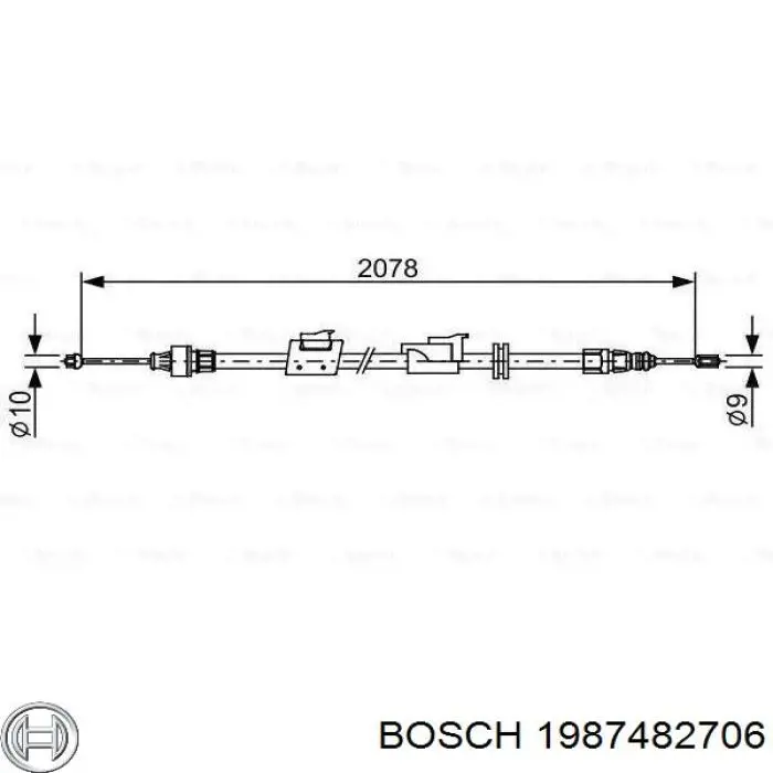 Купити 1987482706 Bosch Трос ручного гальма задній, лівий