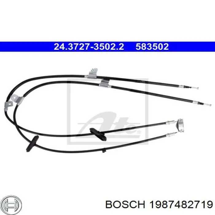 1987482719 Bosch Трос ручного гальма задній, правий/лівий