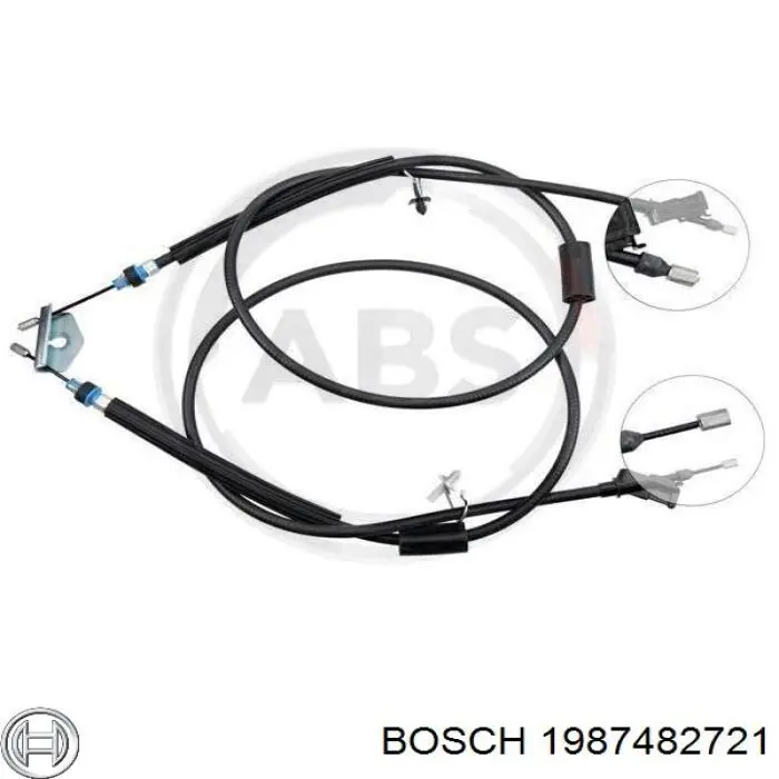 1987482721 Bosch трос ручного гальма задній, правий/лівий