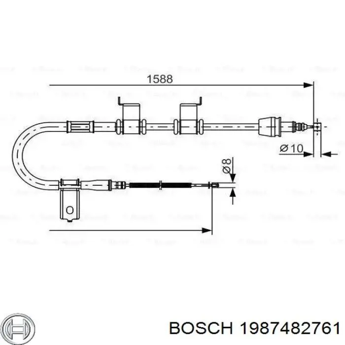 1987482761 Bosch трос ручного гальма задній, правий