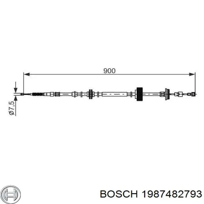 Трос стоянкового гальма задній правий Bosch 1987482793 ціна, від 26.17 USD