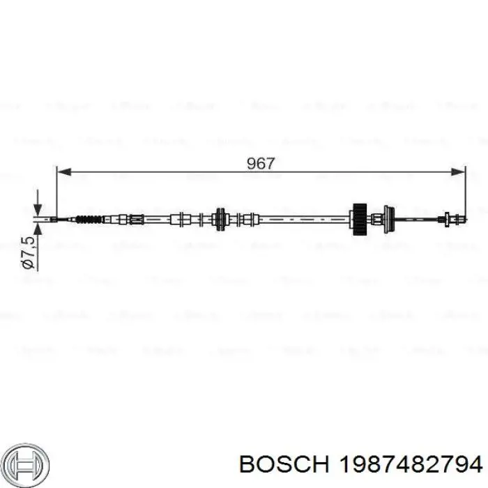 Трос стоянкового гальма задній лівий Bosch 1987482794 ціна, від 31.09 USD