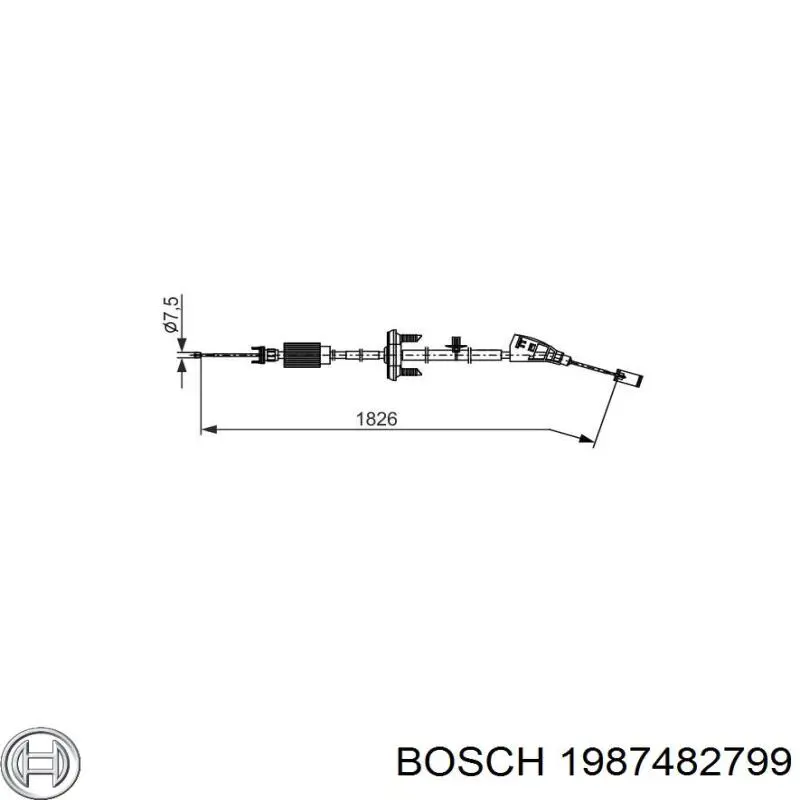 Трос стоянкового гальма передній Bosch 1987482799 ціна, від 43.51 USD