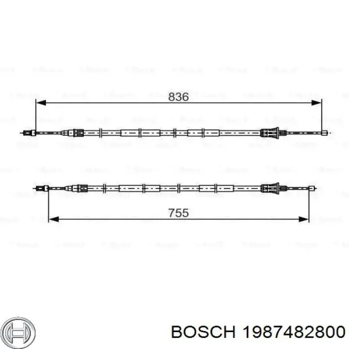 Купити 1987482800 Bosch Трос ручного гальма задній, правий/лівий