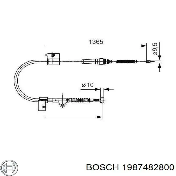 Купити 1987482800 Bosch Трос ручного гальма задній, правий/лівий