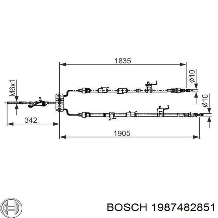 Трос ручного гальма задній, правий/лівий Bosch 1987482851 ціна, від 64.13 USD