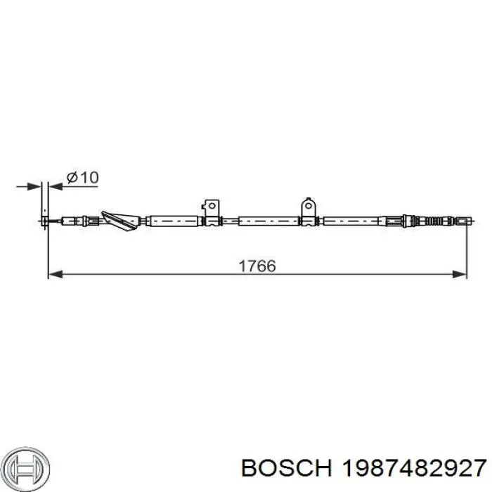 1987482927 Bosch трос ручного гальма задній, правий