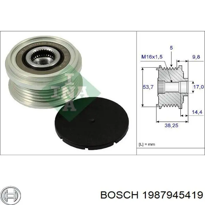 Шків генератора 1987945419 Bosch