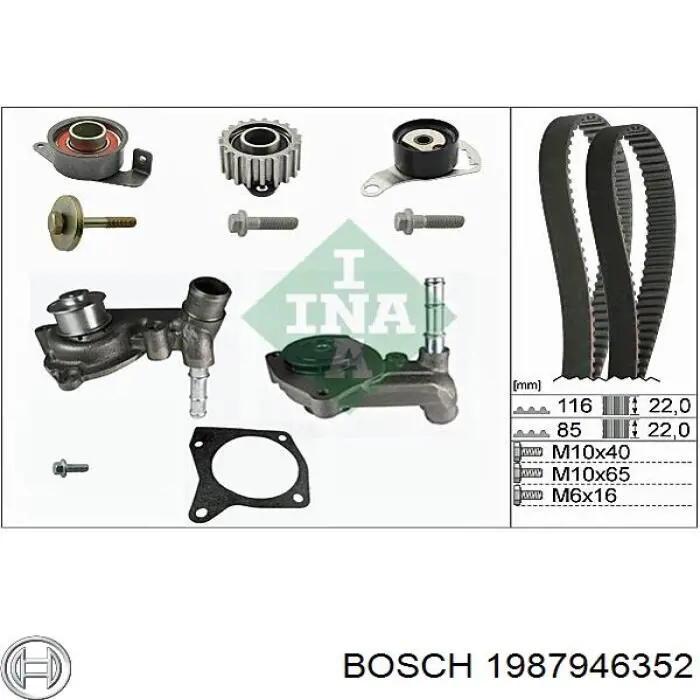 1987946352 Bosch Ремінь ГРМ, комплект