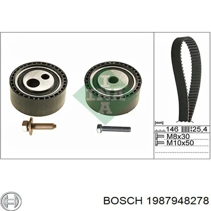Комплект ГРМ Bosch 1987948278 ціна, від 72.50 USD