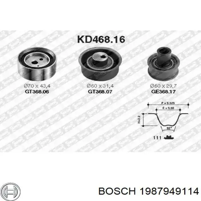 Ремінь ПНВТ Bosch 1987949114 ціна, від 9.51 USD