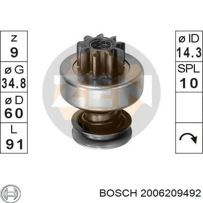 2006209492 Bosch бендикс стартера