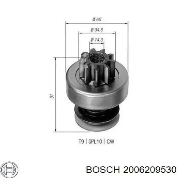 2006209530 Bosch Привід стартера бендикс