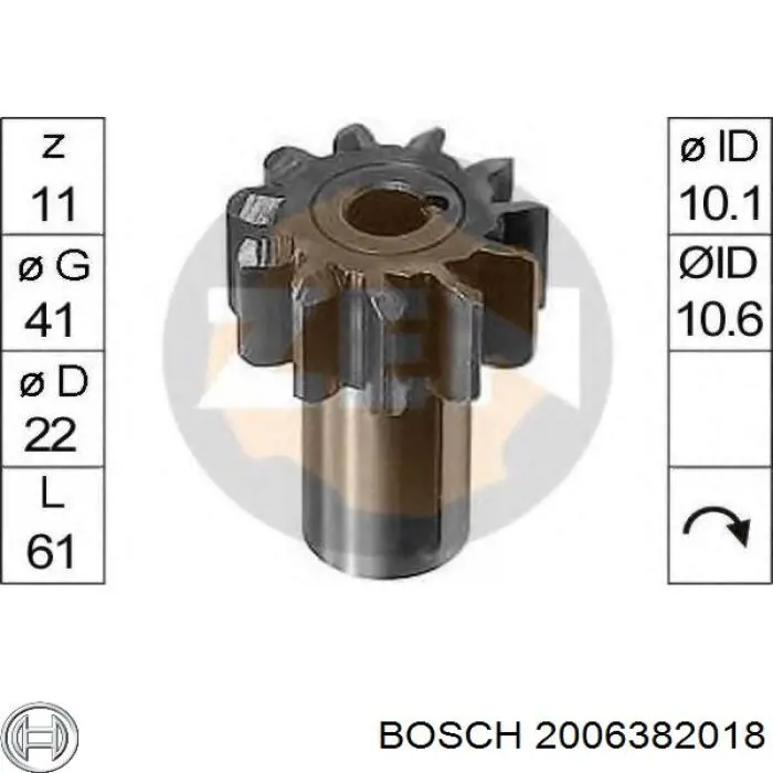 2006382018 Bosch бендикс стартера