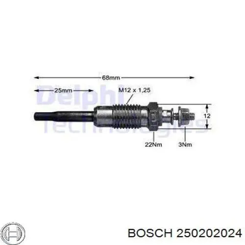 Свіча накалу Bosch 250202024 ціна, від 8.83 USD