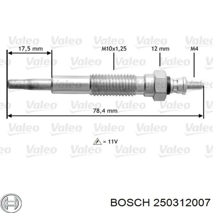 Свіча накалу Bosch 250312007 ціна, від 9.70 USD