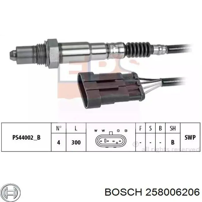 Лямбда датчик кисню Bosch 258006206 ціна, від 37.15 USD