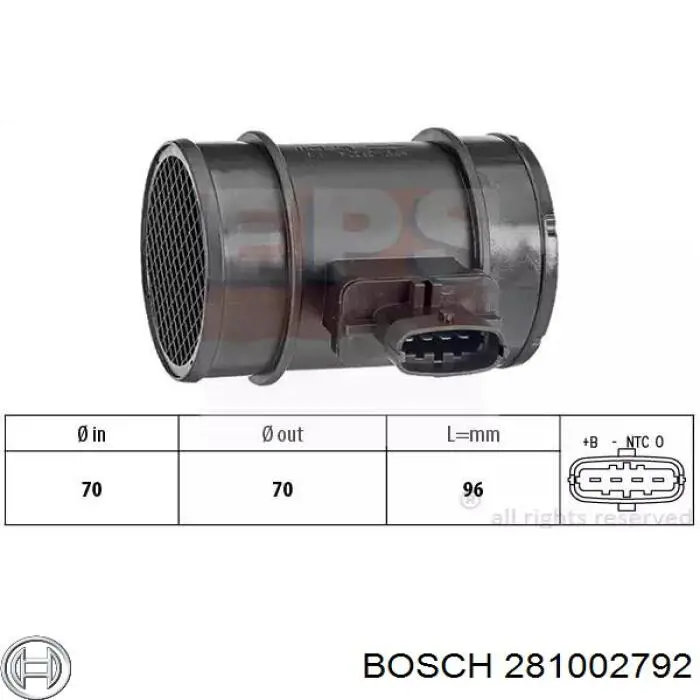 Датчик масової витрати повітря Bosch 281002792 ціна, від 45.82 USD