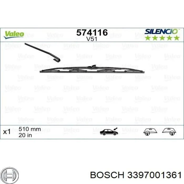 Щітка-двірник лобового скла, пасажирська 3397001361 Bosch