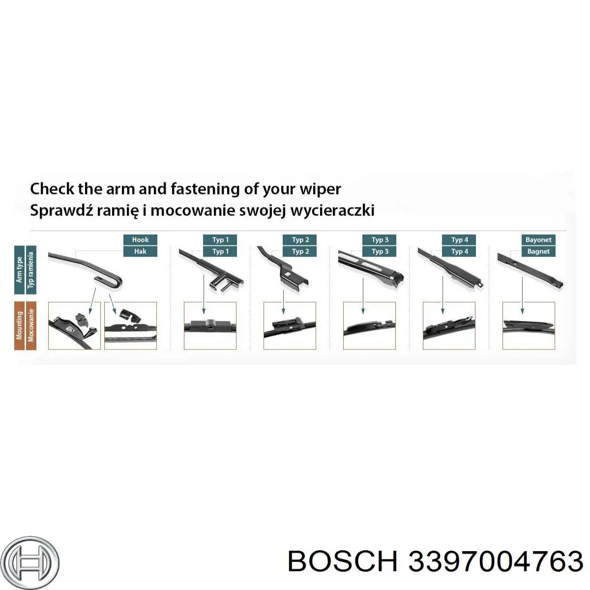 Щітка-двірник лобового скла, пасажирська Bosch 3397004763 ціна, від 6.41 USD