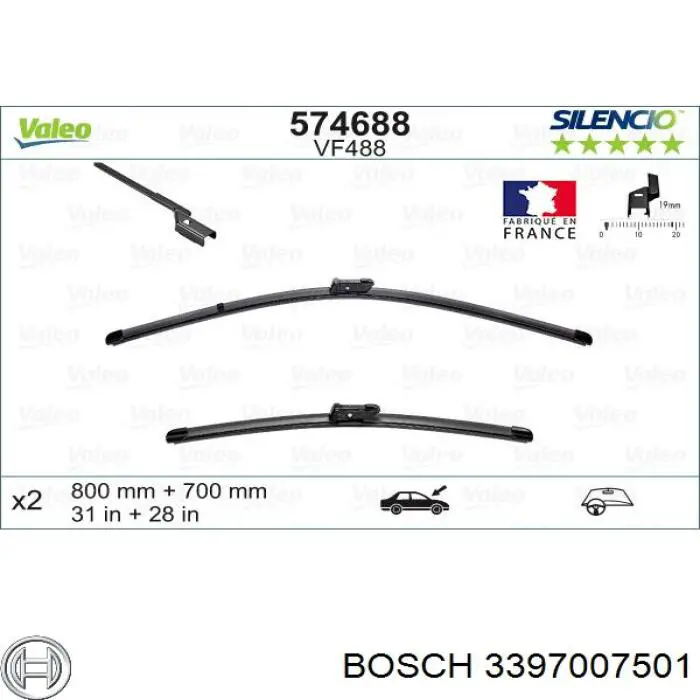 Щітка-двірник лобового скла, комплект з 2-х шт. Bosch 3397007501 ціна, від 33.34 USD
