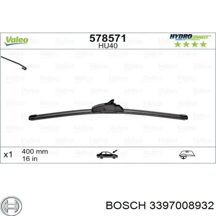 Щітка-двірник лобового скла, пасажирська 3397008932 Bosch