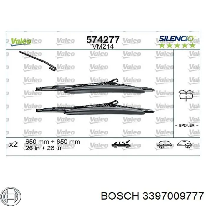 Гумка щітки склоочисника, комплект Bosch 3397009777 ціна, від 25.31 USD