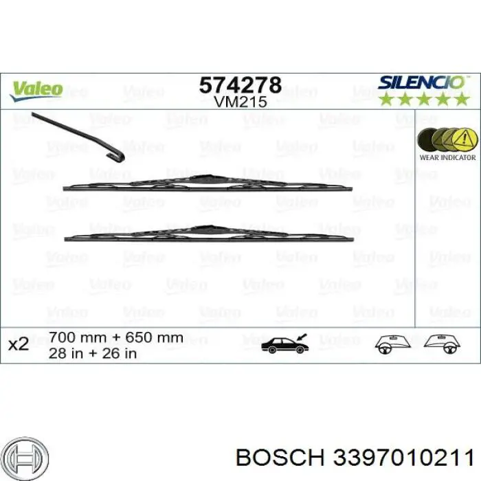 Щітки склоочисника 3397010211 Bosch