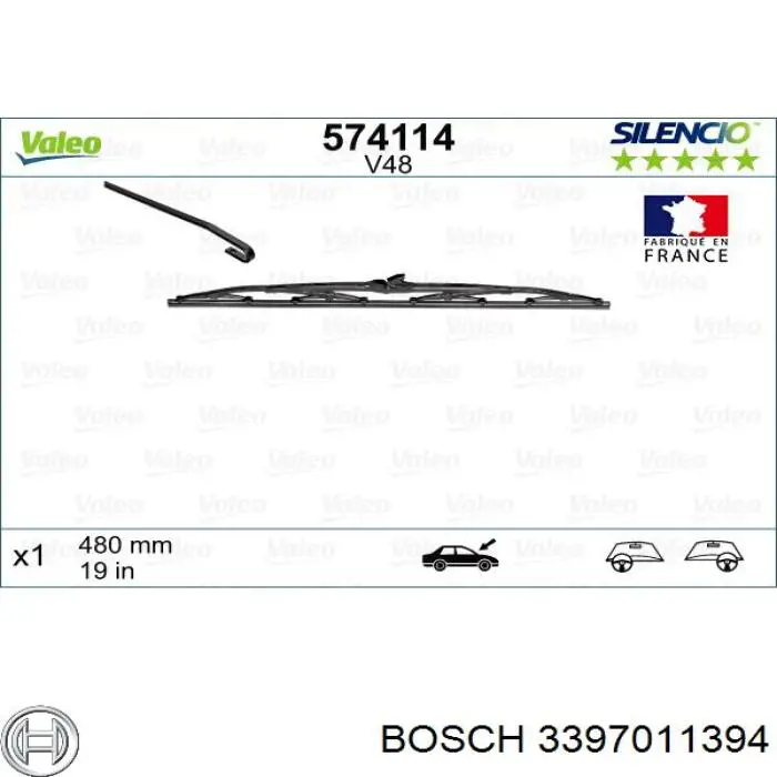 Щітка-двірник лобового скла, комплект з 2-х шт. Bosch 3397011394 ціна, від 4.64 USD