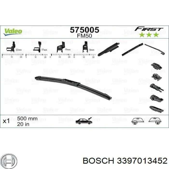 3397013452 Bosch щітка-двірник лобового скла, пасажирська