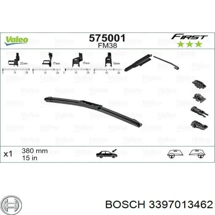 Щітка-двірник лобового скла, пасажирська 3397013462 Bosch