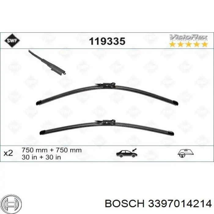 Щітка-двірник лобового скла, комплект з 2-х шт. 3397014214 Bosch