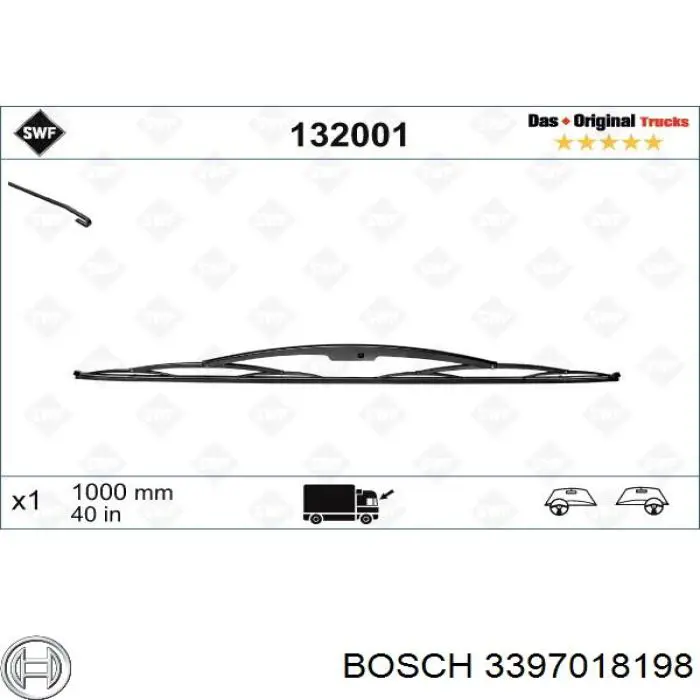 3397018198 Bosch щітка-двірник лобового скла, водійська