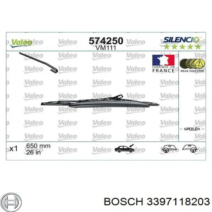 Щітка-двірник лобового скла, комплект з 2-х шт. Bosch 3397118203 ціна, від 1092.31 UAH