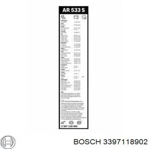 Щітка-двірник лобового скла, комплект з 2-х шт. Bosch 3397118902 ціна, від 22.30 USD