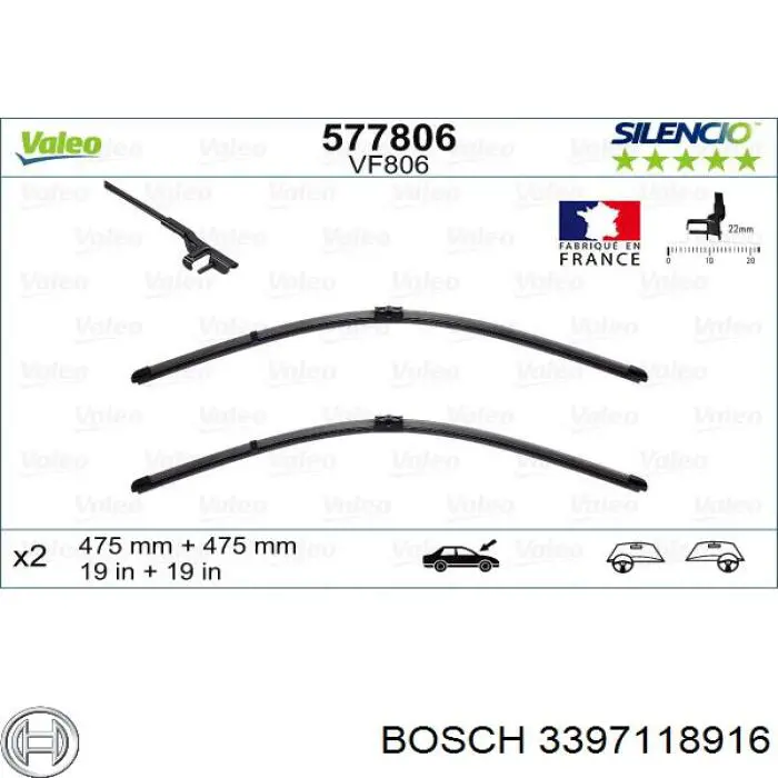 3397118916 Bosch щітка-двірник лобового скла, комплект з 2-х шт.