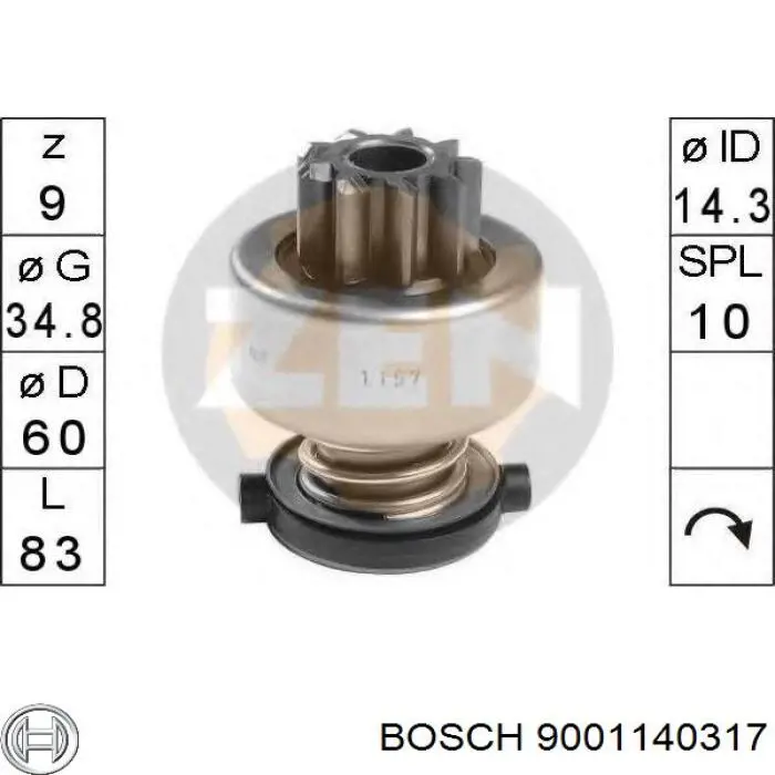 Купити 9001140317 Bosch Бендикс стартера