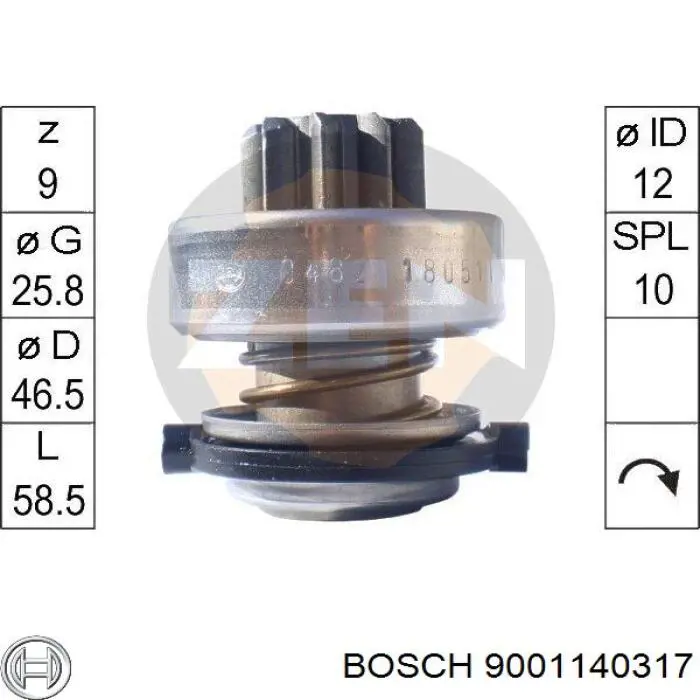9001140317 Bosch бендикс стартера