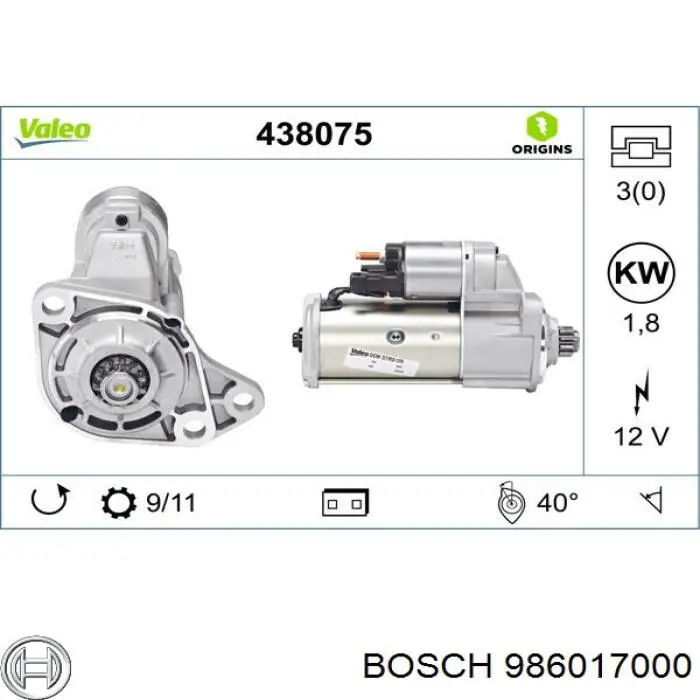 986017000 Bosch стартер