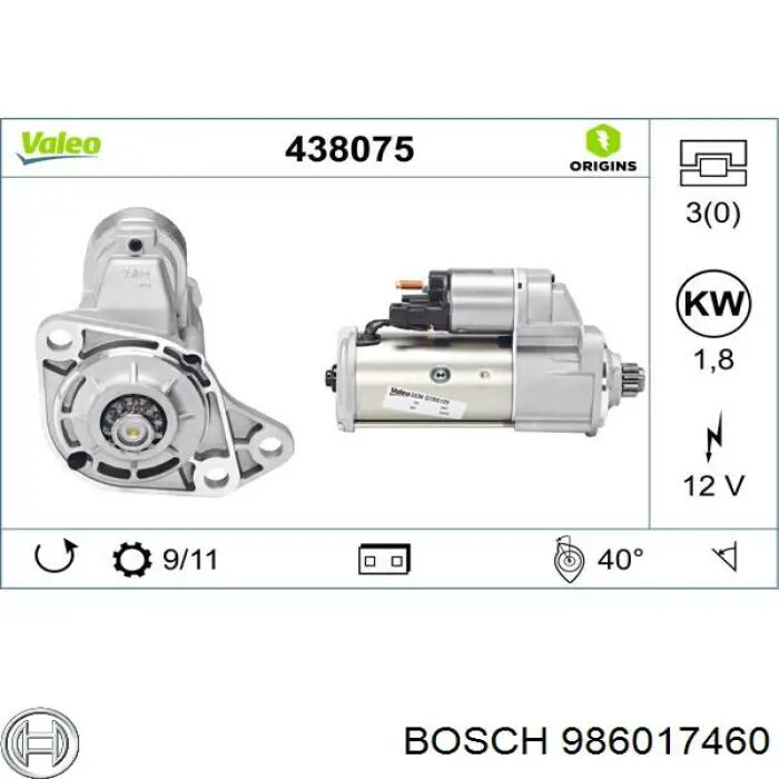 986017460 Bosch Стартер двигуна