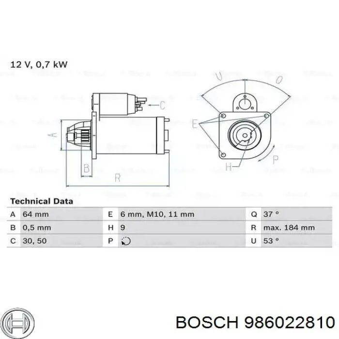 Стартер Bosch 986022810 ціна, від 51.24 USD
