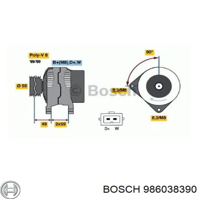 Генератор Bosch 986038390 ціна, від 35.97 USD
