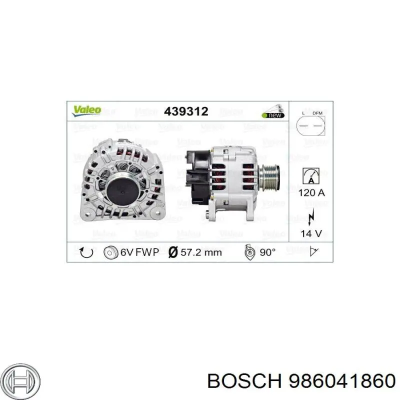 Генератор Bosch 986041860 ціна, від 50.67 USD