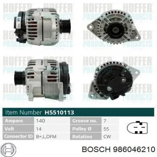 986046210 Bosch Авто генератор