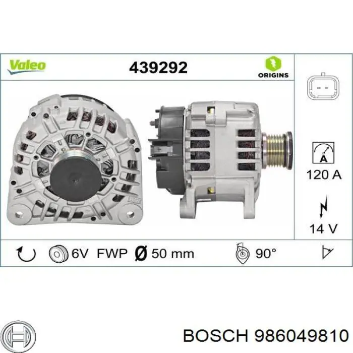 986049810 Bosch Авто генератор