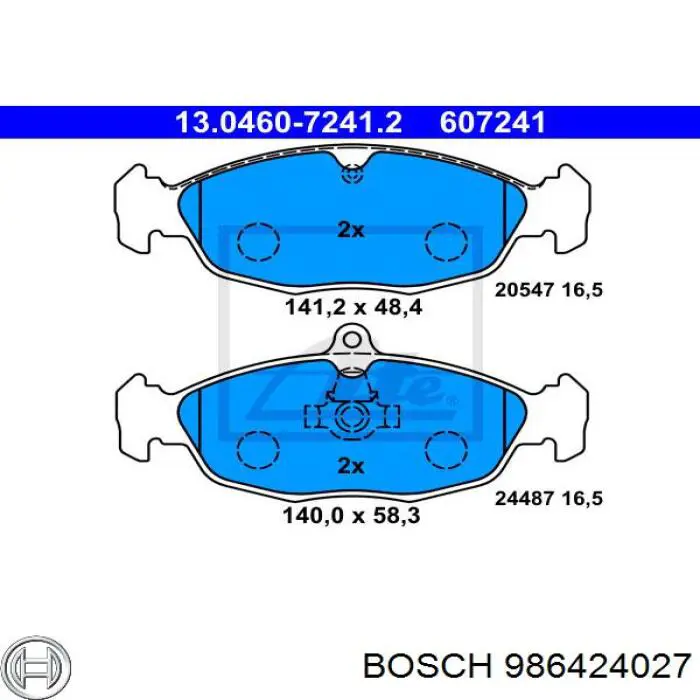 Задні гальмівні колодки 986424027 Bosch