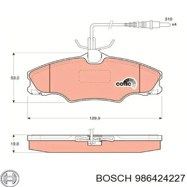 986424227 Bosch колодки гальмівні передні, дискові